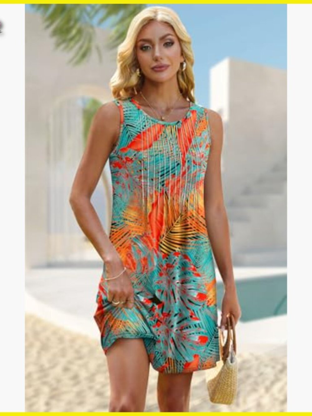 Loose Fit Sleeveless Sundress with Pockets Casual Beach Vacation Dress - Picture 3 of 6